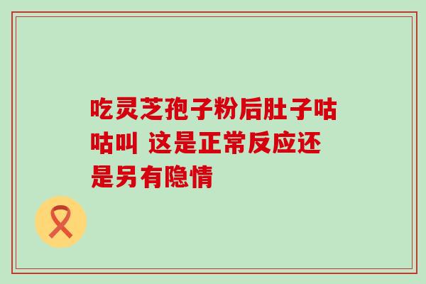 吃灵芝孢子粉后肚子咕咕叫 这是正常反应还是另有隐情