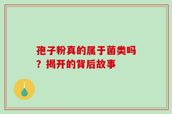 孢子粉真的属于菌类吗？揭开的背后故事