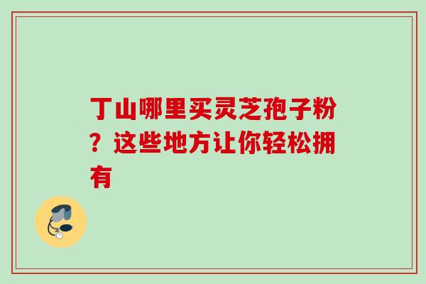 丁山哪里买灵芝孢子粉？这些地方让你轻松拥有